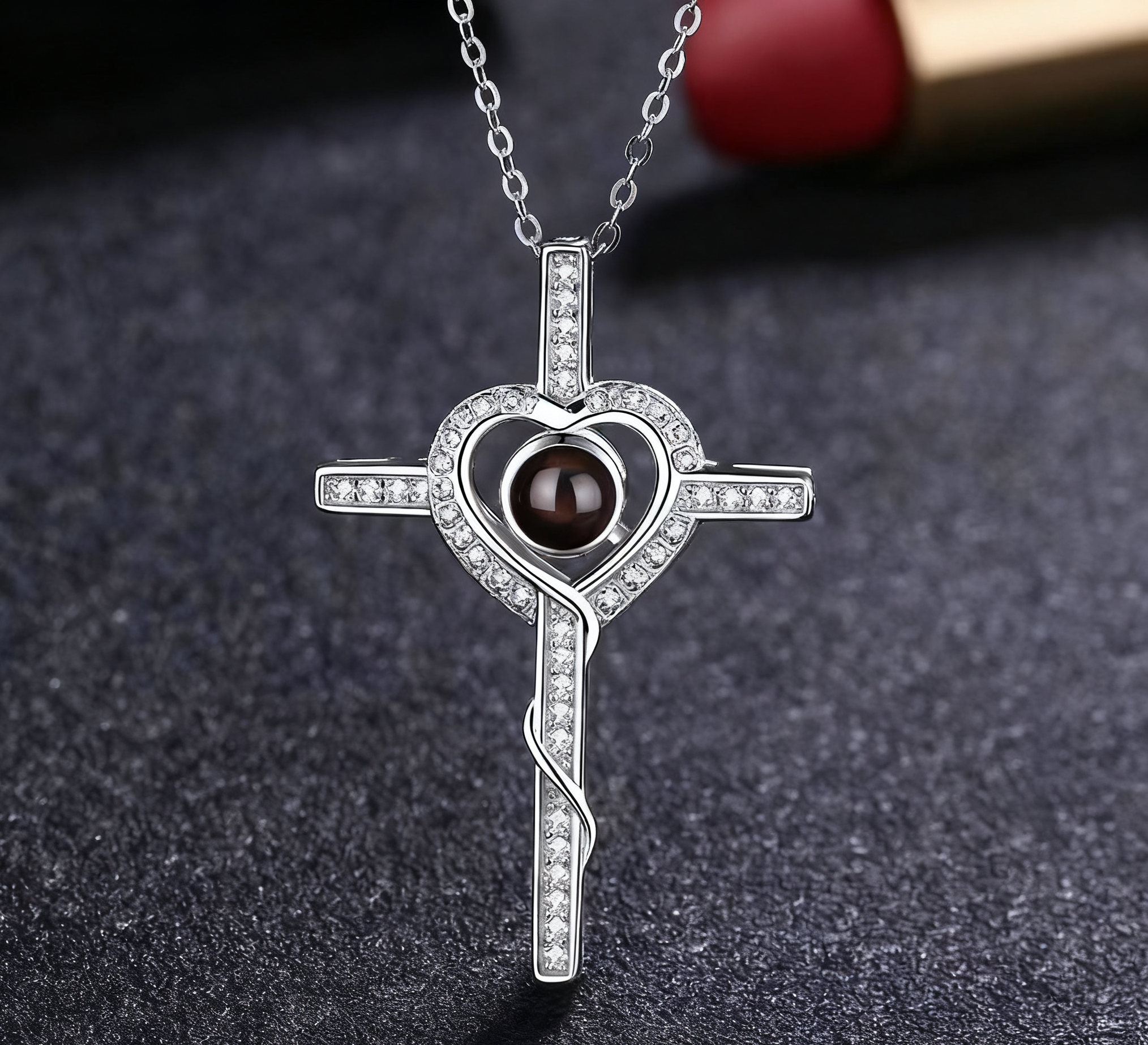 “Eternal Faith Cross – Projection Necklace with Hidden Message”