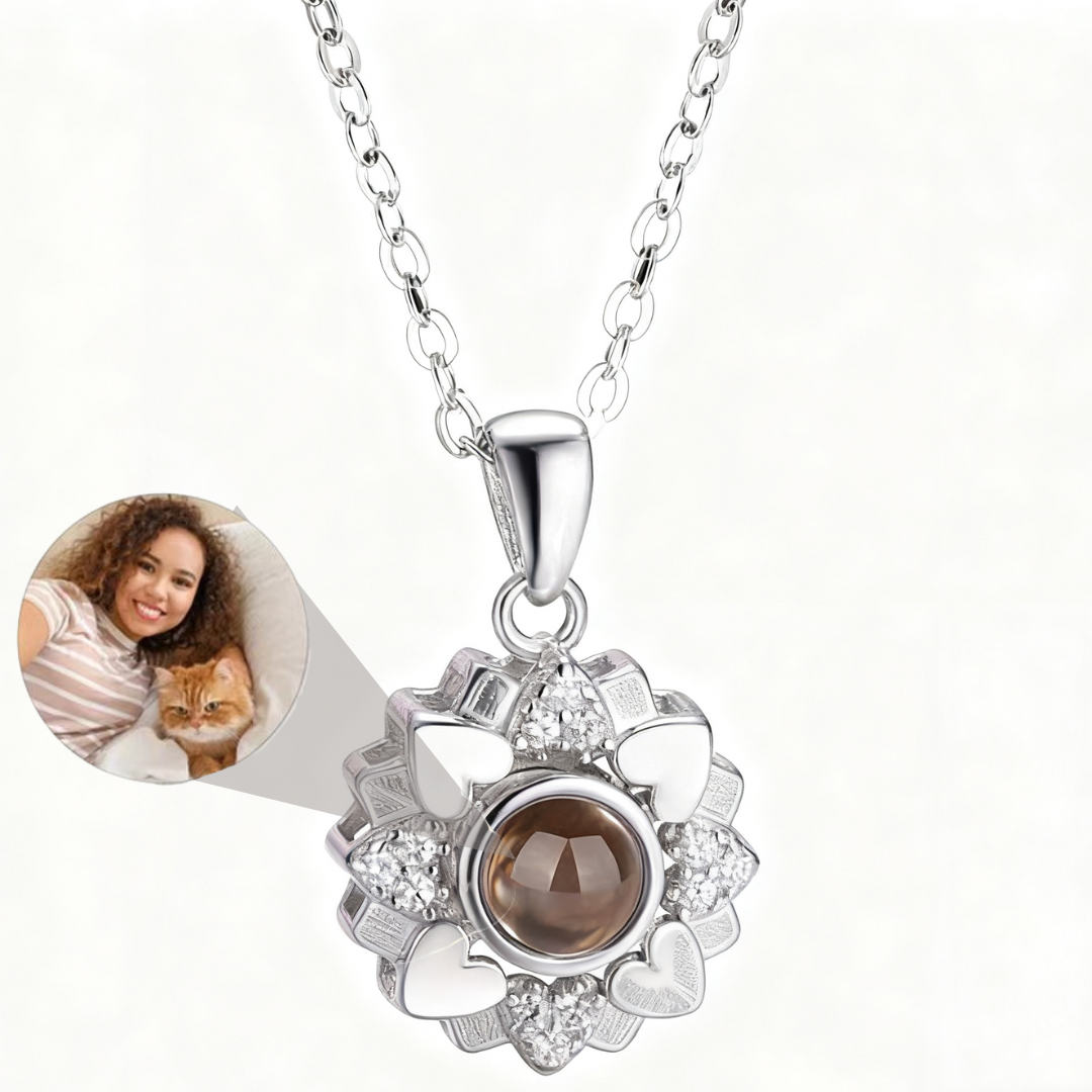 Half Bloom, Full Shine – Sunflower Projection Necklace