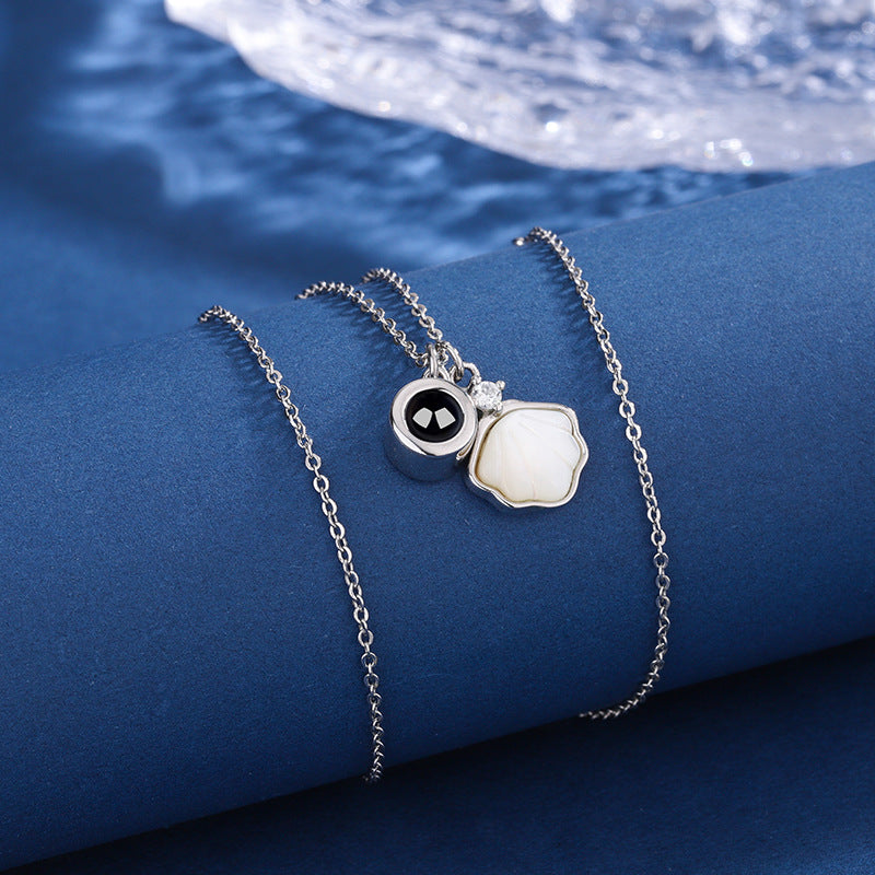Shell Projection Necklace – Personalized Ocean-Inspired Pendant with Hidden Photo | Aynaria Sea of Memories Collection