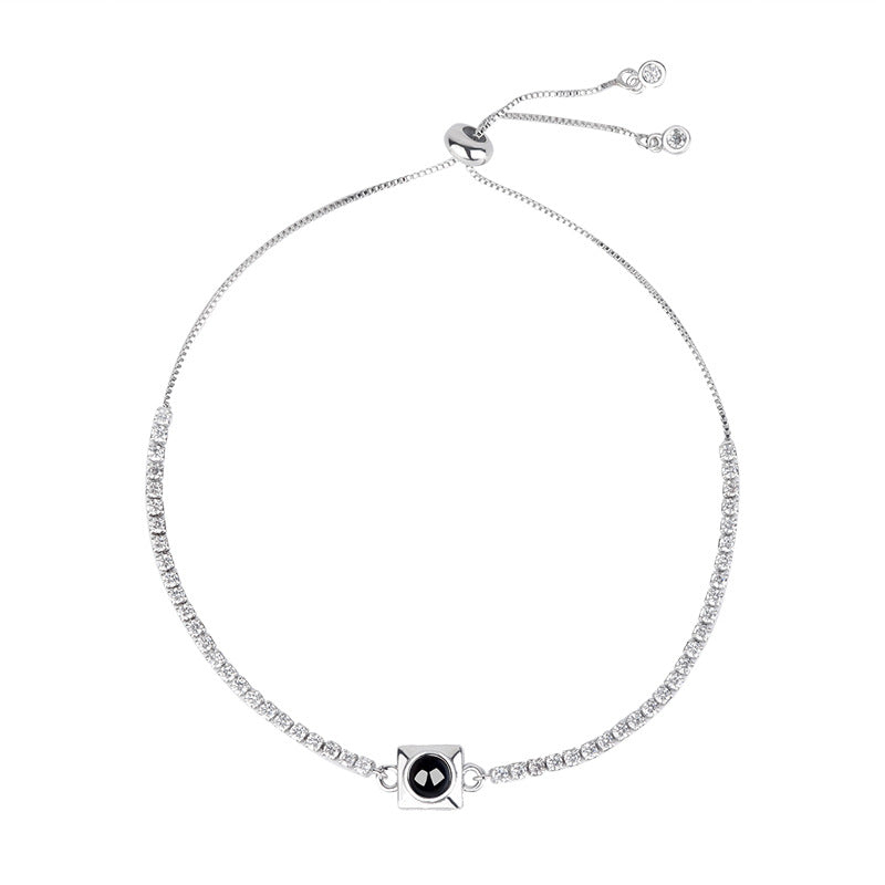 Tennis Projection Bracelet – Personalized Sparkling Chain with Hidden Photo | Aynaria Light of Memory Collection