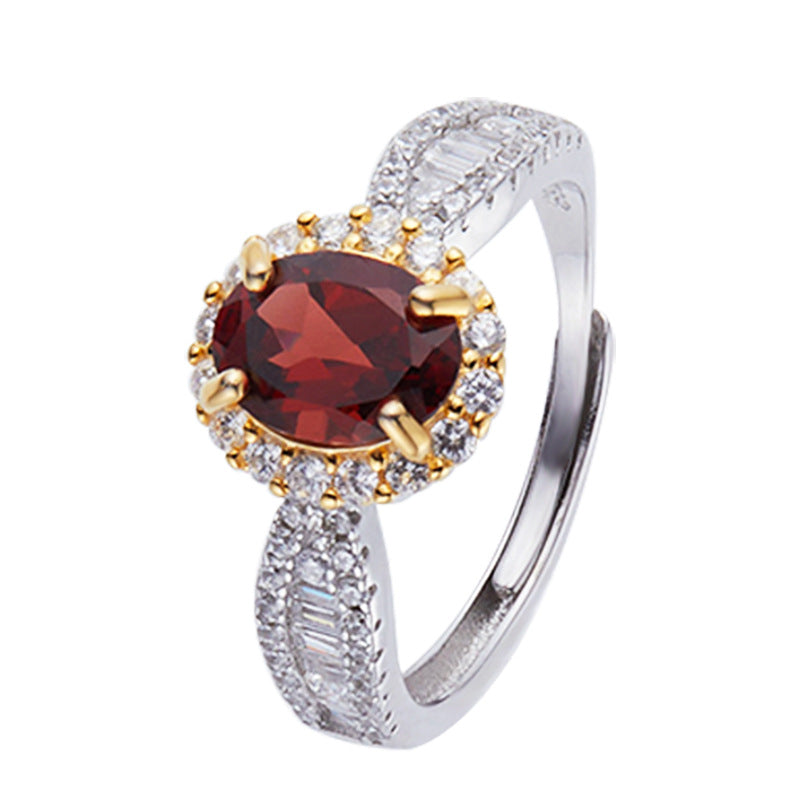 925 Silver Natural Gemstone Adjustable Ring | Amethyst / Topaz / Peridot / Citrine / Garnet