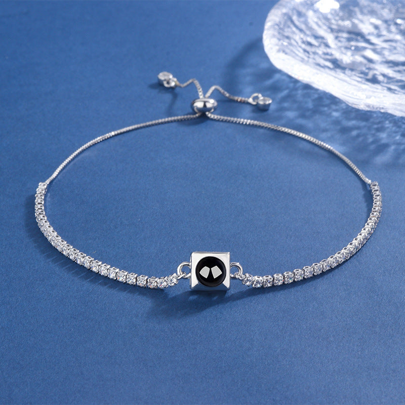 Tennis Projection Bracelet – Personalized Sparkling Chain with Hidden Photo | Aynaria Light of Memory Collection