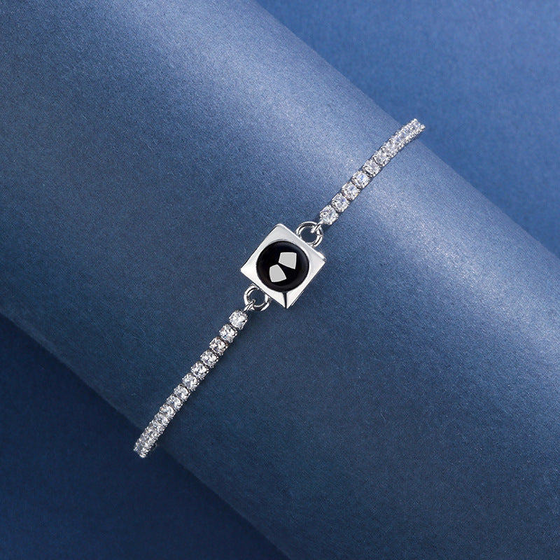 Tennis Projection Bracelet – Personalized Sparkling Chain with Hidden Photo | Aynaria Light of Memory Collection