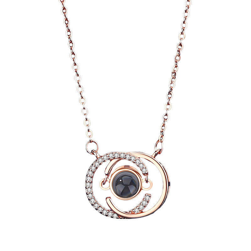 Double Ring Projection Necklace – Personalized Interlocking Pendant with Hidden Photo | Aynaria Eternal Bond Collection