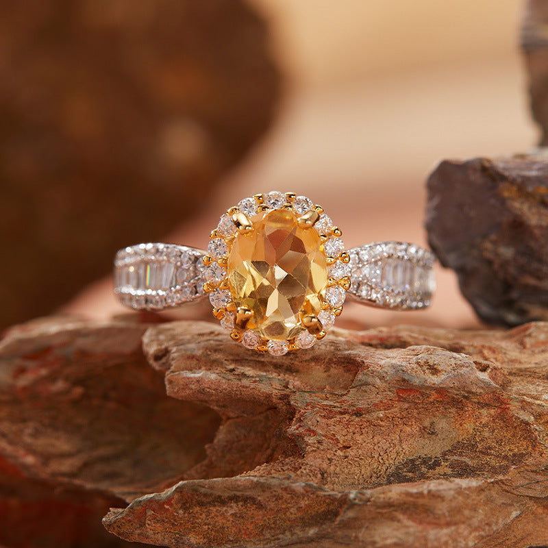 925 Silver Natural Gemstone Adjustable Ring | Amethyst / Topaz / Peridot / Citrine / Garnet