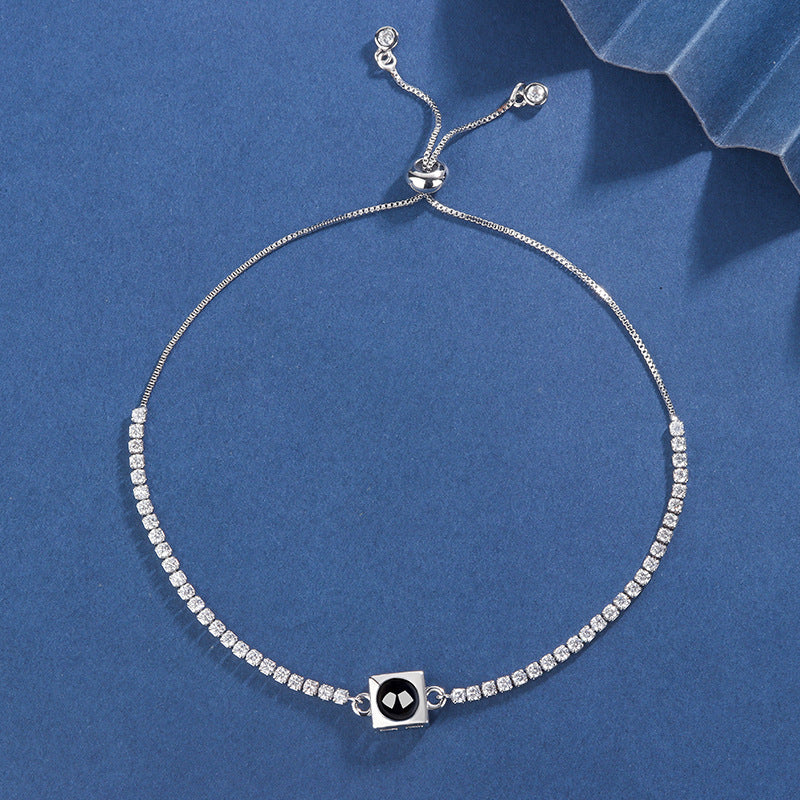 Tennis Projection Bracelet – Personalized Sparkling Chain with Hidden Photo | Aynaria Light of Memory Collection