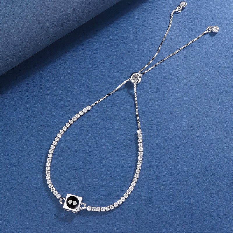 Tennis Projection Bracelet – Personalized Sparkling Chain with Hidden Photo | Aynaria Light of Memory Collection